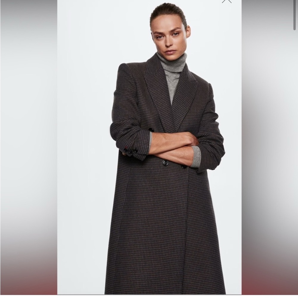 Mango houndstooth wool coat